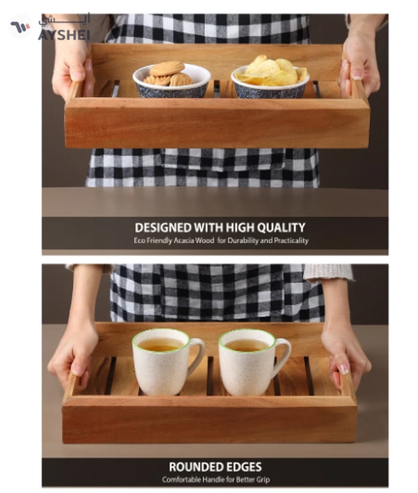 REZLAN UAE Premium Handcrafted Acacia Wood Serving Tray