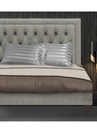 Eworld Set of 2 Grey Satin Stripe Pillow Covers Featuring 300 Thread Count-6