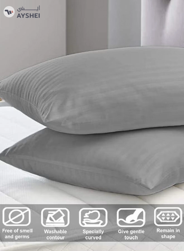 Eworld Set of 2 Grey Satin Stripe Pillow Covers Featuring 300 Thread Count