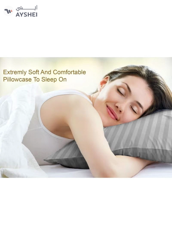 Eworld Set of 2 Grey Satin Stripe Pillow Covers Featuring 300 Thread Count