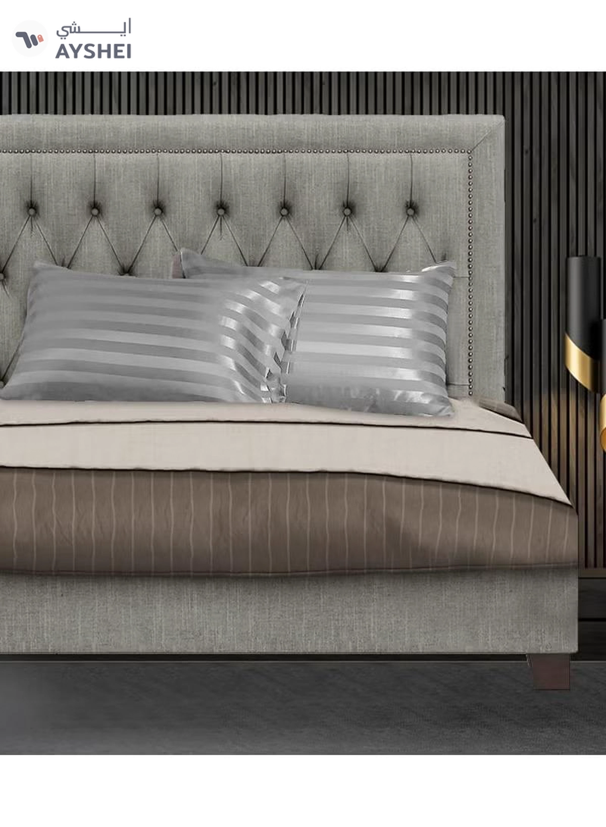 Eworld Set of 2 Grey Satin Stripe Pillow Covers Featuring 300 Thread Count-6-6