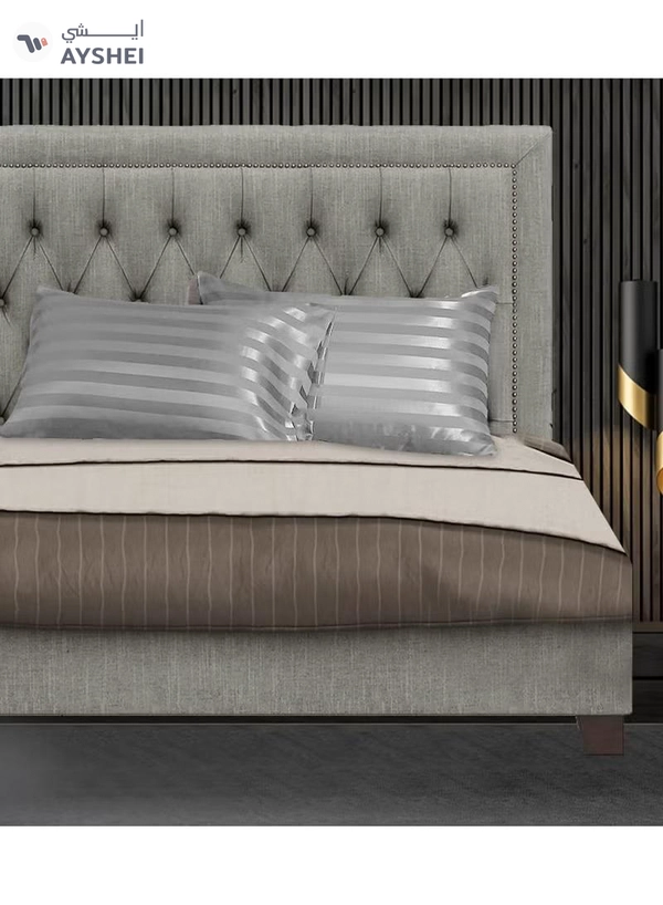Eworld Set of 2 Grey Satin Stripe Pillow Covers Featuring 300 Thread Count