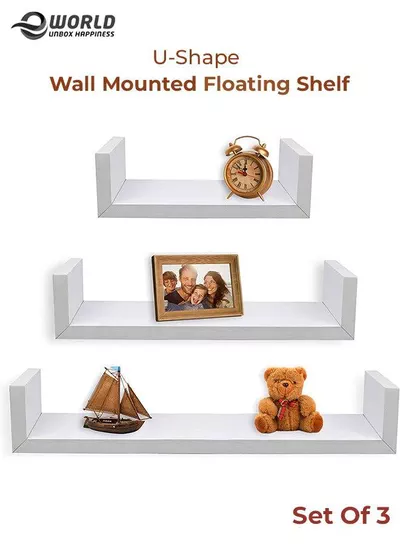 Set of 3 Wall Mounted Floating Shelf for Decorative and other Stuff-0