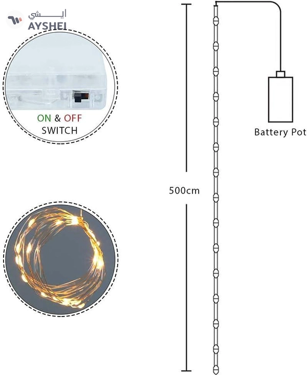 YATAI Fairy Lights Battery Operated 17Ft/5M With 50 LED String Lights Twinkle Festival Lights Indoor LED Lights For Bedroom Garden Wedding Party Festival Holiday Tree Decorations