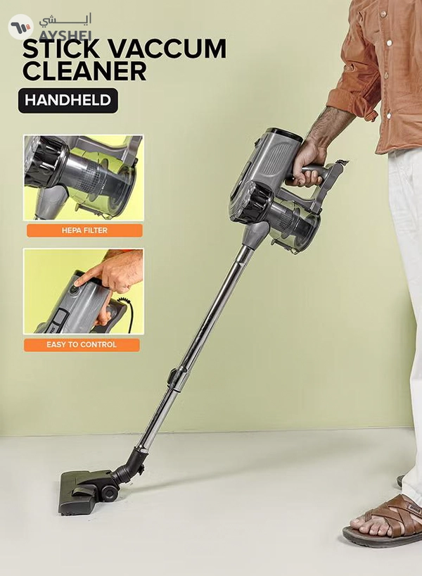 GEEPAS Stick and Handheld Vacuum Cleaner, Cyclonic Filtration System, Plastic with HEPA Filter/ Perfect for Home, Office, Apartments/ Easy to Use Model, Low Noise Design 0.5 L 800 W GVC19036 Black and Silver