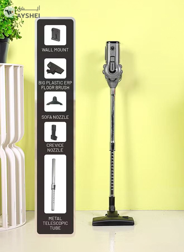 GEEPAS Stick and Handheld Vacuum Cleaner, Cyclonic Filtration System, Plastic with HEPA Filter/ Perfect for Home, Office, Apartments/ Easy to Use Model, Low Noise Design 0.5 L 800 W GVC19036 Black and Silver