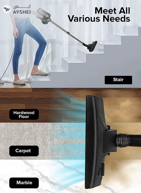 GEEPAS Stick and Handheld Vacuum Cleaner, Cyclonic Filtration System, Plastic with HEPA Filter/ Perfect for Home, Office, Apartments/ Easy to Use Model, Low Noise Design 0.5 L 800 W GVC19036 Black and Silver
