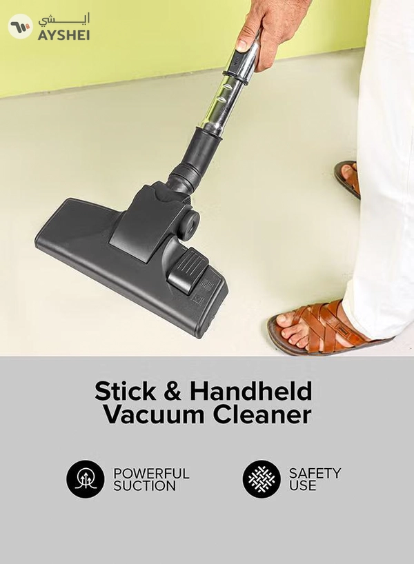 GEEPAS Stick and Handheld Vacuum Cleaner, Cyclonic Filtration System, Plastic with HEPA Filter/ Perfect for Home, Office, Apartments/ Easy to Use Model, Low Noise Design 0.5 L 800 W GVC19036 Black and Silver