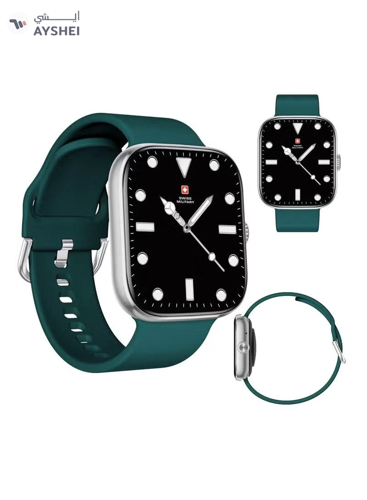 Swiss Military ALPS4 Smartwatch – Stylish AMOLED Wearable with Bluetooth Calling, Health Monitoring, Wireless Charging & Multilingual Support - Green-8-8