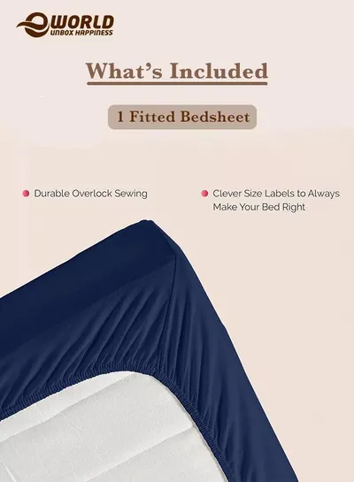 Blue Microfiber Fitted Bedsheet with Deep Pocket for a Snug Fit, Breathable, Machine Washable for Optimal Protection, Available in King, Queen and Single Sizes, Without Pillow Cover-2