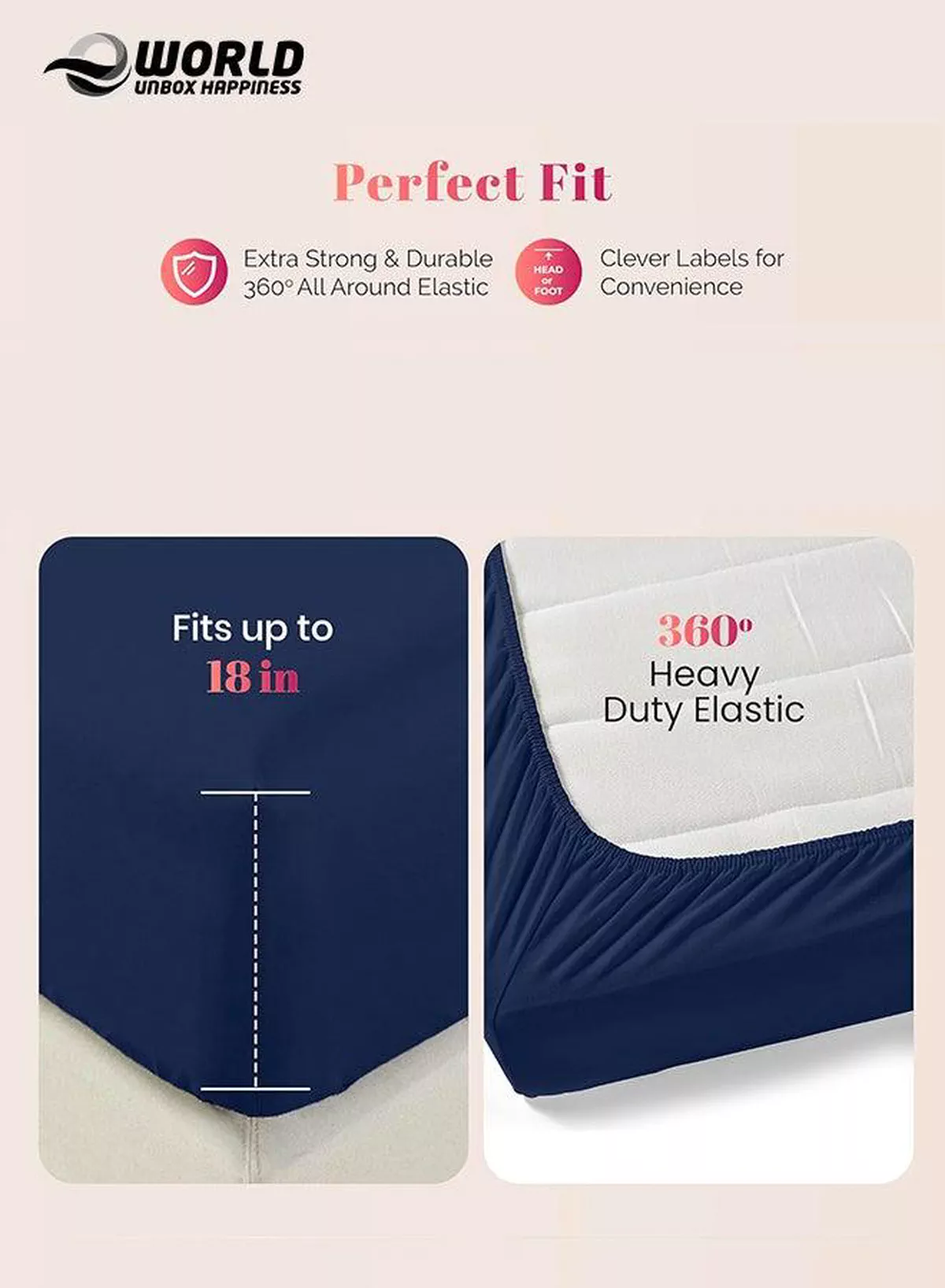 Blue Microfiber Fitted Bedsheet with Deep Pocket for a Snug Fit, Breathable, Machine Washable for Optimal Protection, Available in King, Queen and Single Sizes, Without Pillow Cover-3-3
