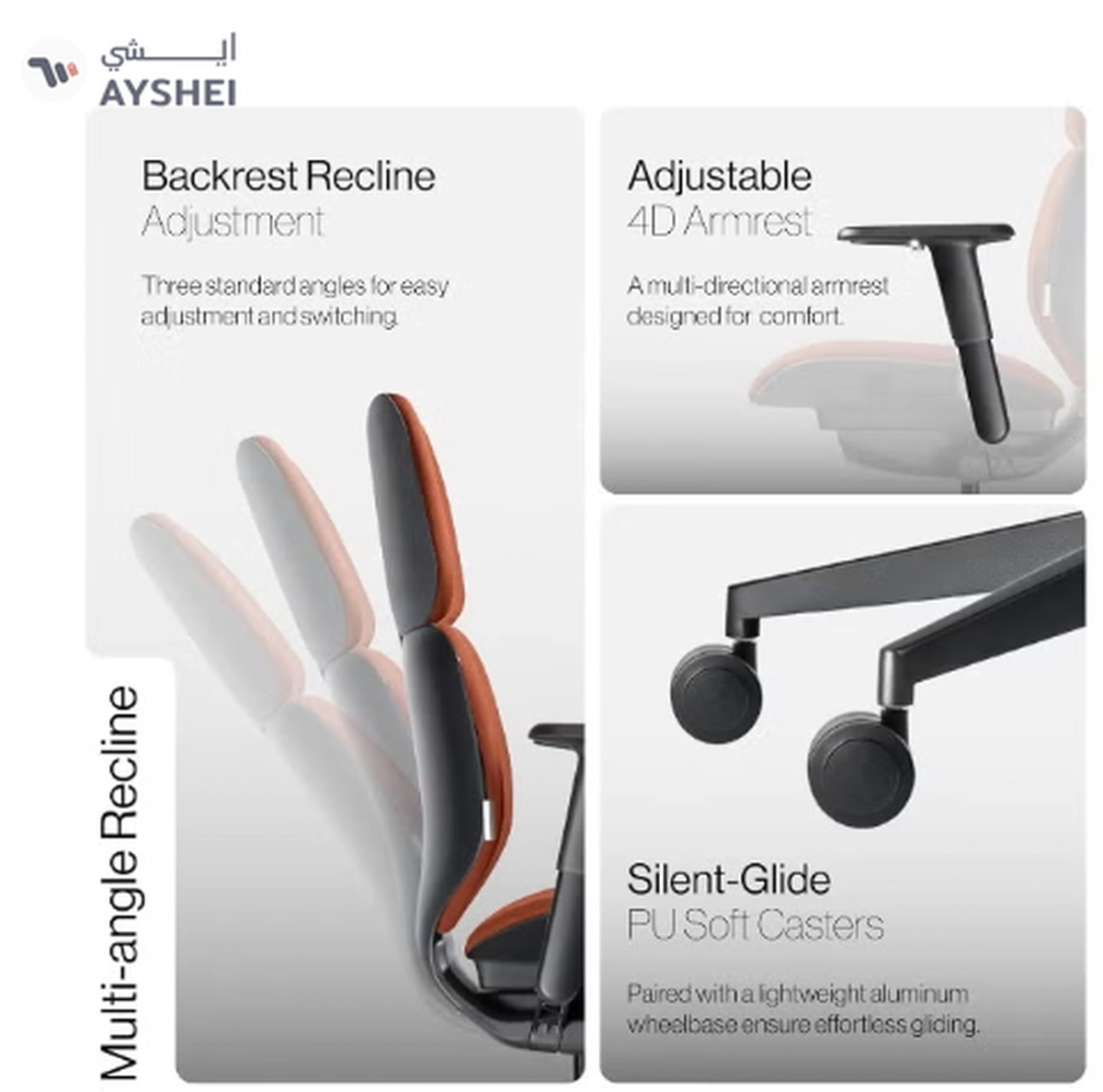 Navodesk NAVO ATOM, Minimal Aesthetic & Ergonomic Office Chair-3-3