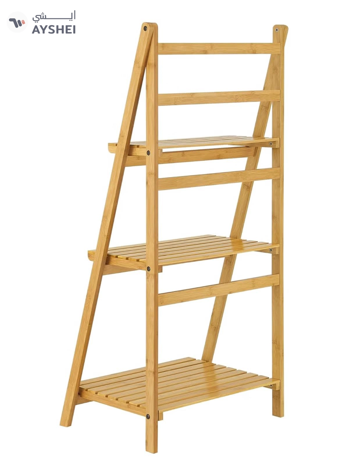 DubaiGallery 3 Tier Ladder Shelf for Bathroom Kitchen Storage Cabinet Modern 10kg Load Capacity per Bamboo Tier-2-2