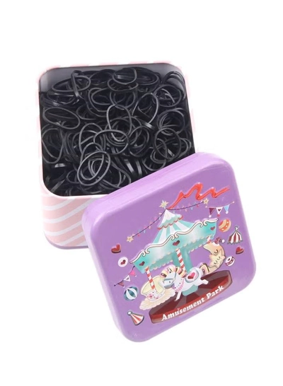 ORiTi 500 pcs iPremium Small Tiny Black Rubber Bands for Kids Hair-0