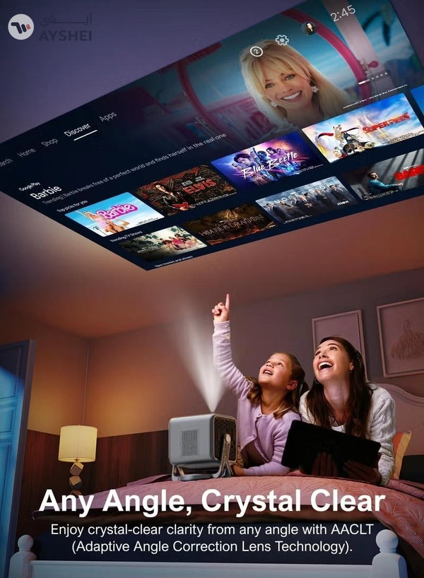 Eworld Portable 360° Rotating Projector with Auto Keystone, Electric Focus and 220 Lumens