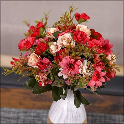 YATAI 3pcs Artificial Rose Flower Bouquet, Lifelike Silk Faux Flower Arrangement-0