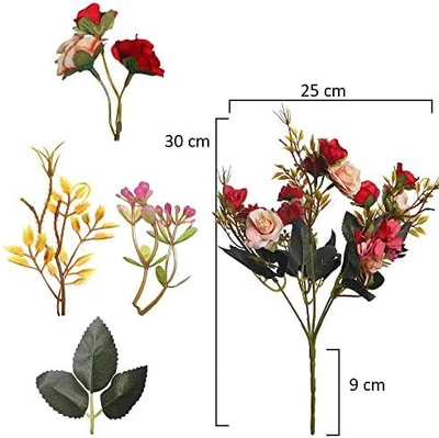 YATAI 3pcs Artificial Rose Flower Bouquet, Lifelike Silk Faux Flower Arrangement-1
