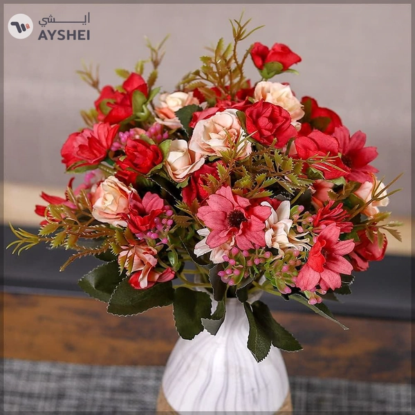 YATAI 3pcs Artificial Rose Flower Bouquet, Lifelike Silk Faux Flower Arrangement