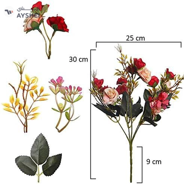 YATAI 3pcs Artificial Rose Flower Bouquet, Lifelike Silk Faux Flower Arrangement