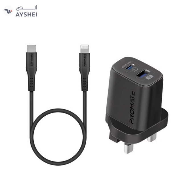 PROMATE iPhone 16 Charger,USB-C Adapter and Cable Set for iPhone 16 Pro with Dual Port AC Charger