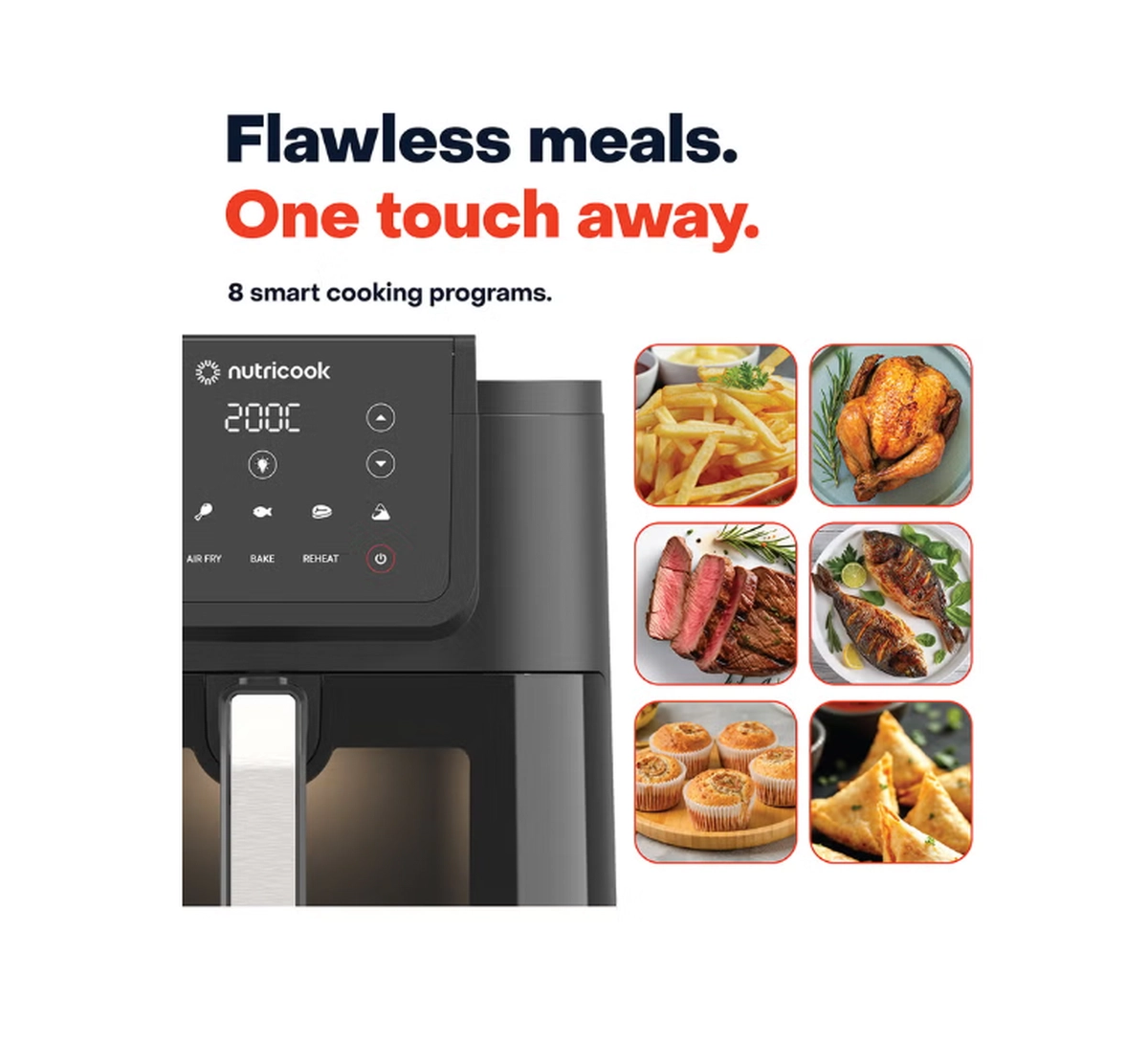 nutricook Air Fryer Slim XL,7.6L, 2.4KG, Extra-Large Basket-6-6