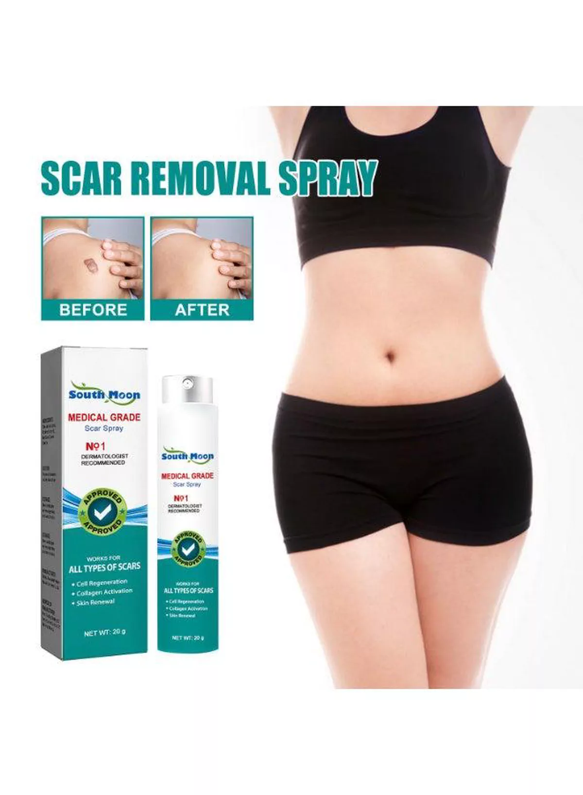South Moon Scar Care Spray 20g – Medical Grade Skincare Spray for Convenient Daily Application, Designed to Support Skin Renewal and Help Improve the Visible Appearance of Different Types of Scars-4-4