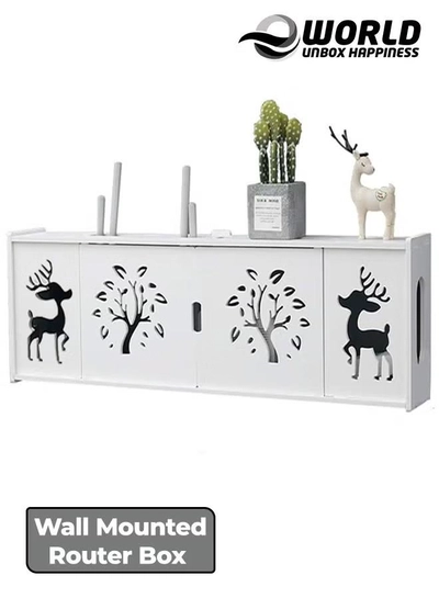 Eworld Stylish Wall-Mounted Router Rack for Wi-Fi Router, Set-Top Box, Light Cat Box, and More-0