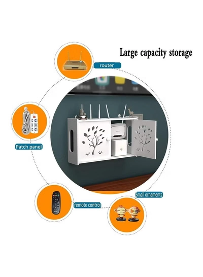 Eworld Stylish Wall-Mounted Router Rack for Wi-Fi Router, Set-Top Box, Light Cat Box, and More-4