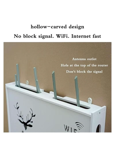 Eworld Stylish Wall-Mounted Router Rack for Wi-Fi Router, Set-Top Box, Light Cat Box, and More-5