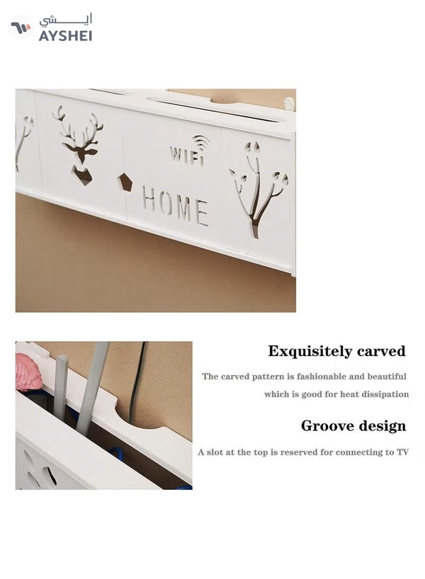 Eworld Stylish Wall-Mounted Router Rack for Wi-Fi Router, Set-Top Box, Light Cat Box, and More