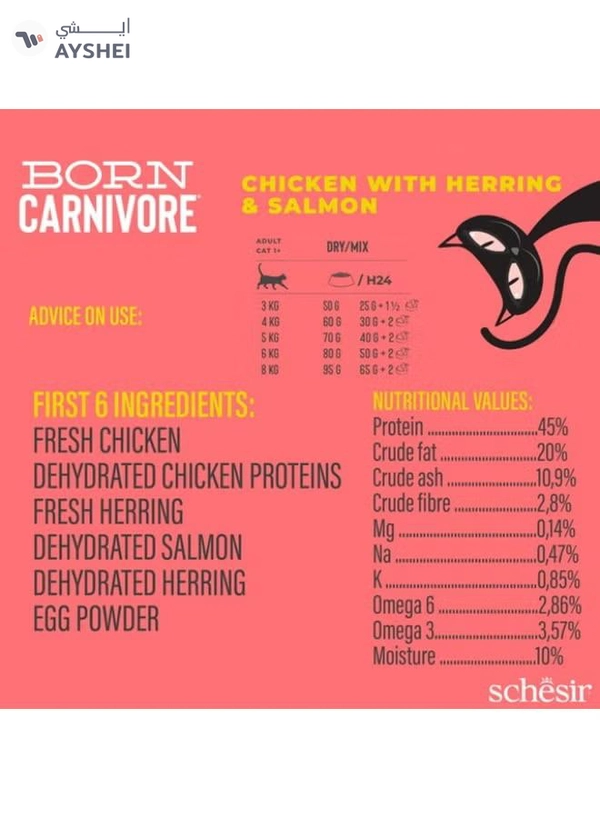 Schesir Born Carnivore Grain Free Oven Baked Dry Food [High-Protein] For Cat