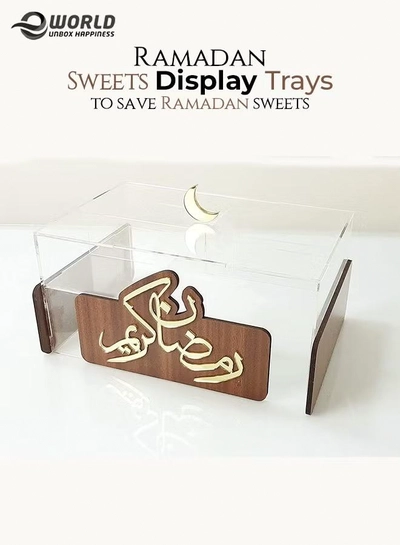 Eworld Ramadan Decorative Tray Eid Mubarak Dessert Serving Tableware Plates for crescent decorations-0