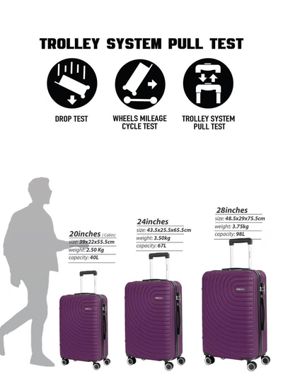 PARAJOHN Medium 24-Inch ABS Lightweight Hardshell Luggage Trolley | carrying 3kg 4-Wheel Spinner Suitcase Purple-2
