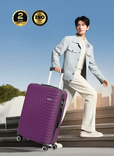PARAJOHN Medium 24-Inch ABS Lightweight Hardshell Luggage Trolley | carrying 3kg 4-Wheel Spinner Suitcase Purple-3