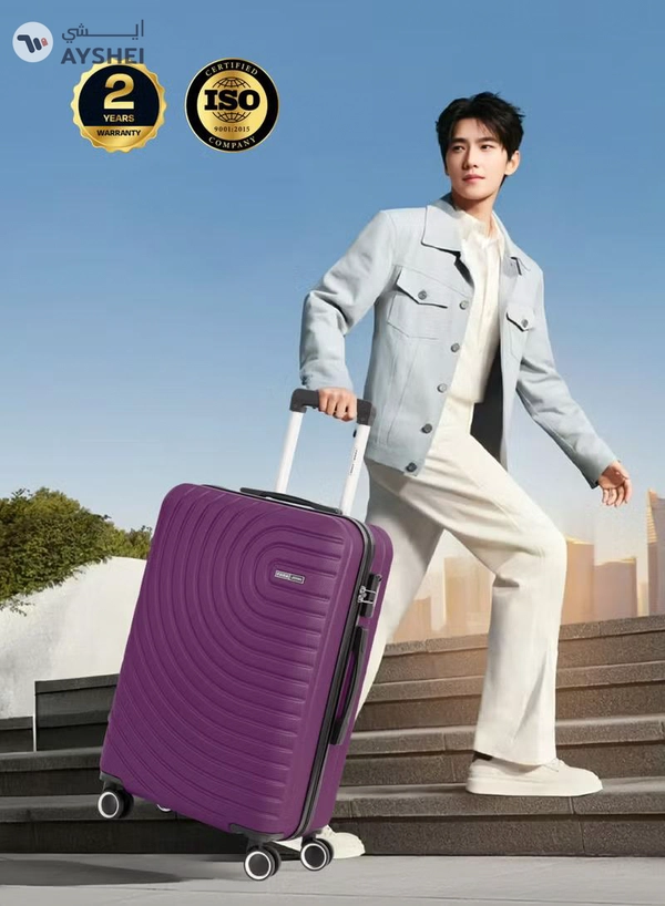 PARAJOHN Medium 24-Inch ABS Lightweight Hardshell Luggage Trolley | carrying 3kg 4-Wheel Spinner Suitcase Purple