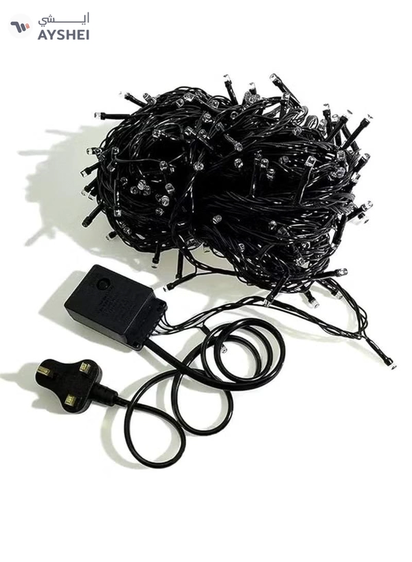 Yuwell 100 Meter 480 LED String Lights Decoration Lights Warm White Light 8 Modes Led Light Black Wire For Home Decorations Ramadan Lights Indoor & Outdoor Decoration Ramadan Decoration Light Diwali Lights Curtain Lights With 3-Pin UK Plug