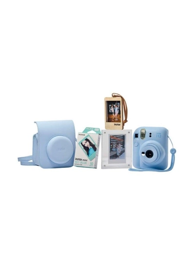 Fujifilm Instax Mini12 Instant Camera Kit (Pastel Blue) Mini12 Camera case Blue,instax mini film 10pk Sky Blue,Acrylic Photo Frame,Wooden Photo Bag Tag/ornament-1