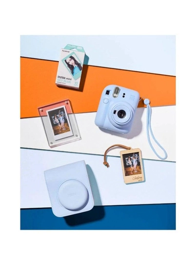Fujifilm Instax Mini12 Instant Camera Kit (Pastel Blue) Mini12 Camera case Blue,instax mini film 10pk Sky Blue,Acrylic Photo Frame,Wooden Photo Bag Tag/ornament-3
