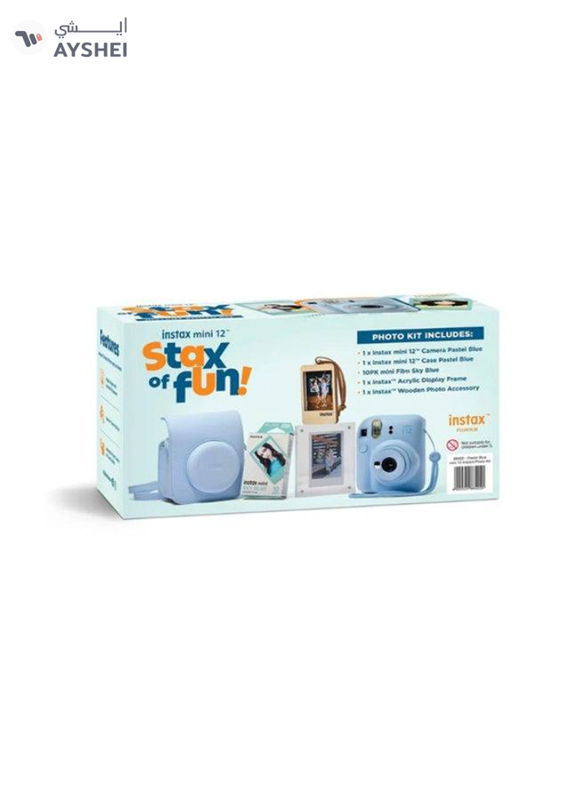 Fujifilm Instax Mini12 Instant Camera Kit (Pastel Blue) Mini12 Camera case Blue,instax mini film 10pk Sky Blue,Acrylic Photo Frame,Wooden Photo Bag Tag/ornament-5-5