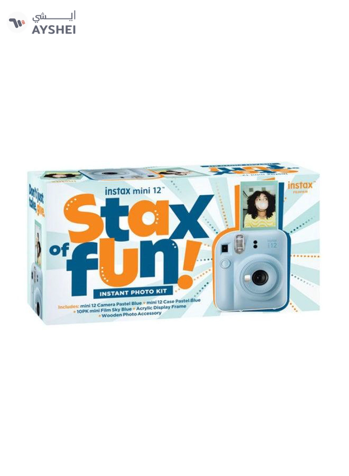 Fujifilm Instax Mini12 Instant Camera Kit (Pastel Blue) Mini12 Camera case Blue,instax mini film 10pk Sky Blue,Acrylic Photo Frame,Wooden Photo Bag Tag/ornament-4-4