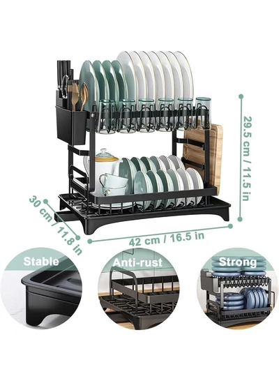 Eworld 2-Tier Dish Drying Rack-1