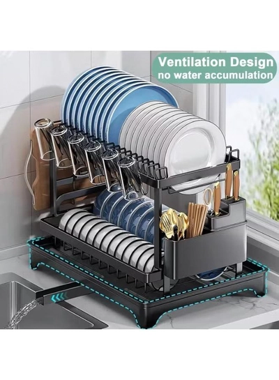 Eworld 2-Tier Dish Drying Rack-5
