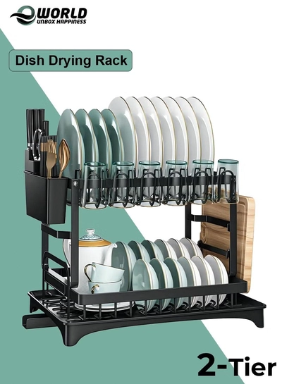 Eworld 2-Tier Dish Drying Rack-0
