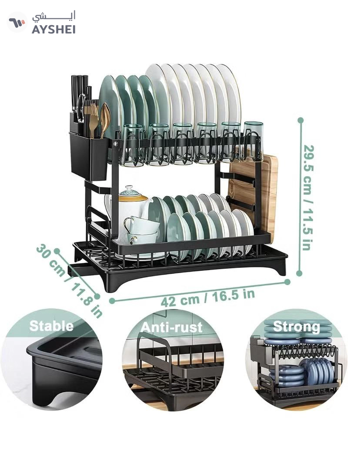 Eworld 2-Tier Dish Drying Rack-1-1