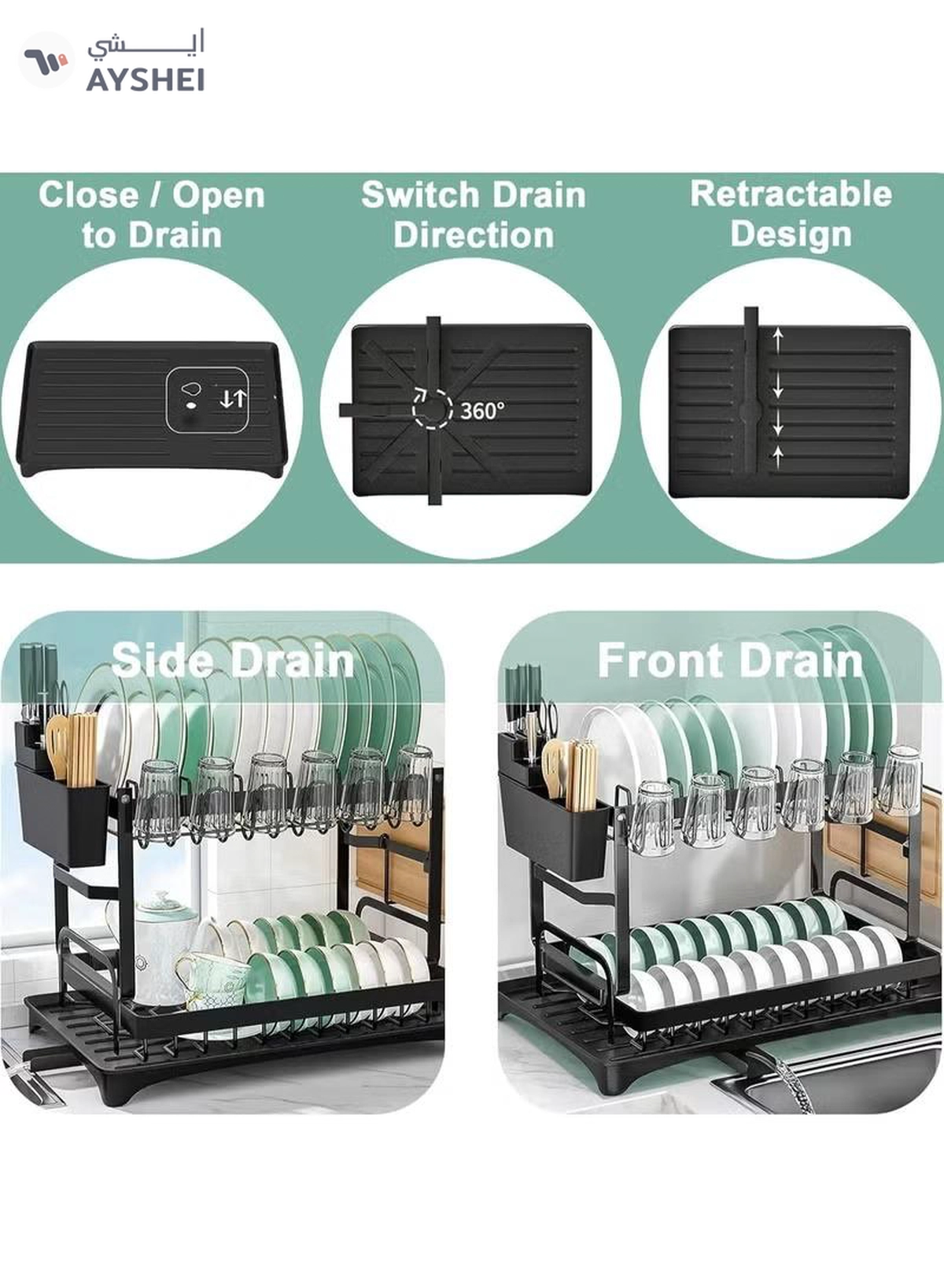Eworld 2-Tier Dish Drying Rack-2-2