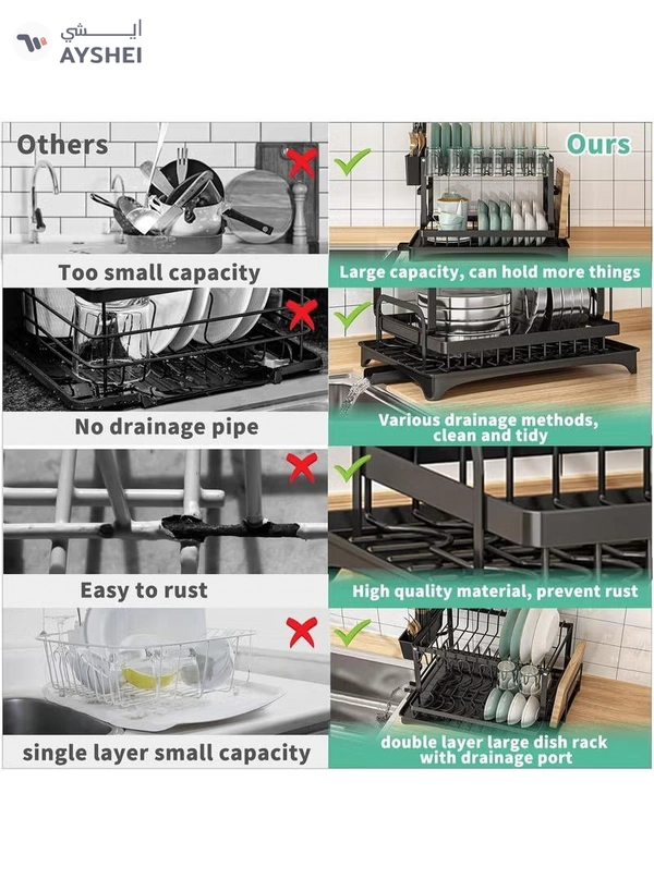 Eworld 2-Tier Dish Drying Rack