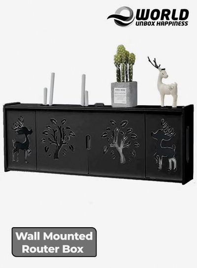 Eworld Stylish Wall-Mounted Router Rack for Wi-Fi Router, Set-Top Box, Light Cat Box, and More-0