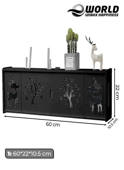 Eworld Stylish Wall-Mounted Router Rack for Wi-Fi Router, Set-Top Box, Light Cat Box, and More-1
