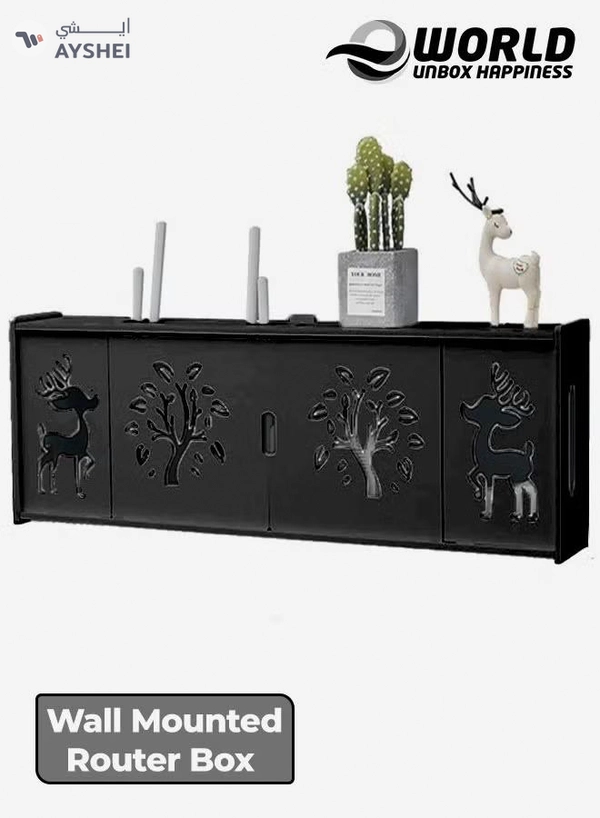 Eworld Stylish Wall-Mounted Router Rack for Wi-Fi Router, Set-Top Box, Light Cat Box, and More