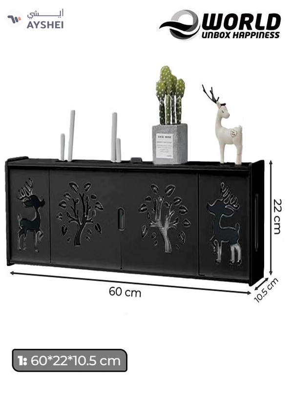 Eworld Stylish Wall-Mounted Router Rack for Wi-Fi Router, Set-Top Box, Light Cat Box, and More